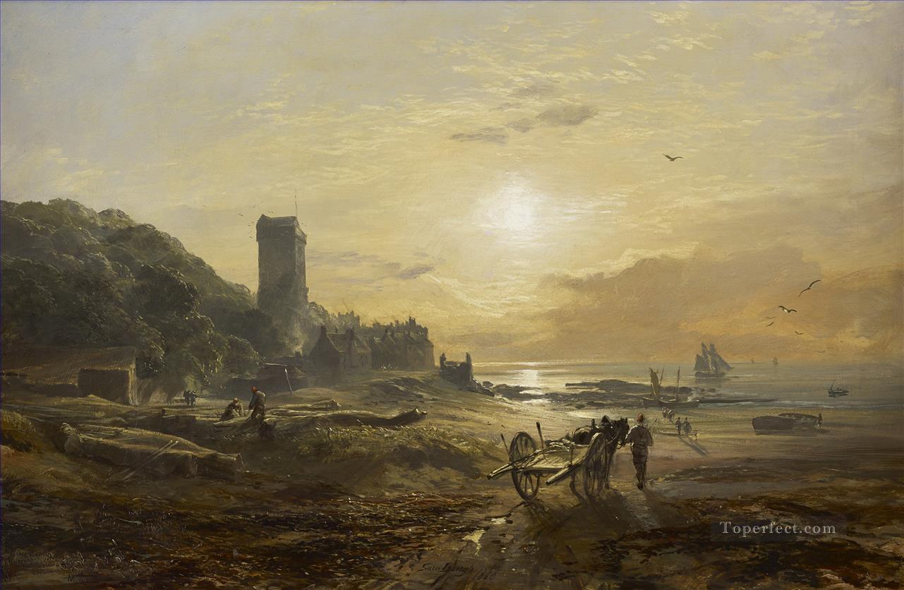 View of Dysart on the Forth Samuel Bough seaport scenes Oil Paintings